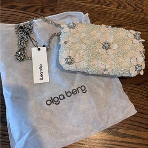 Olga Berg beaded floral clutch with strap